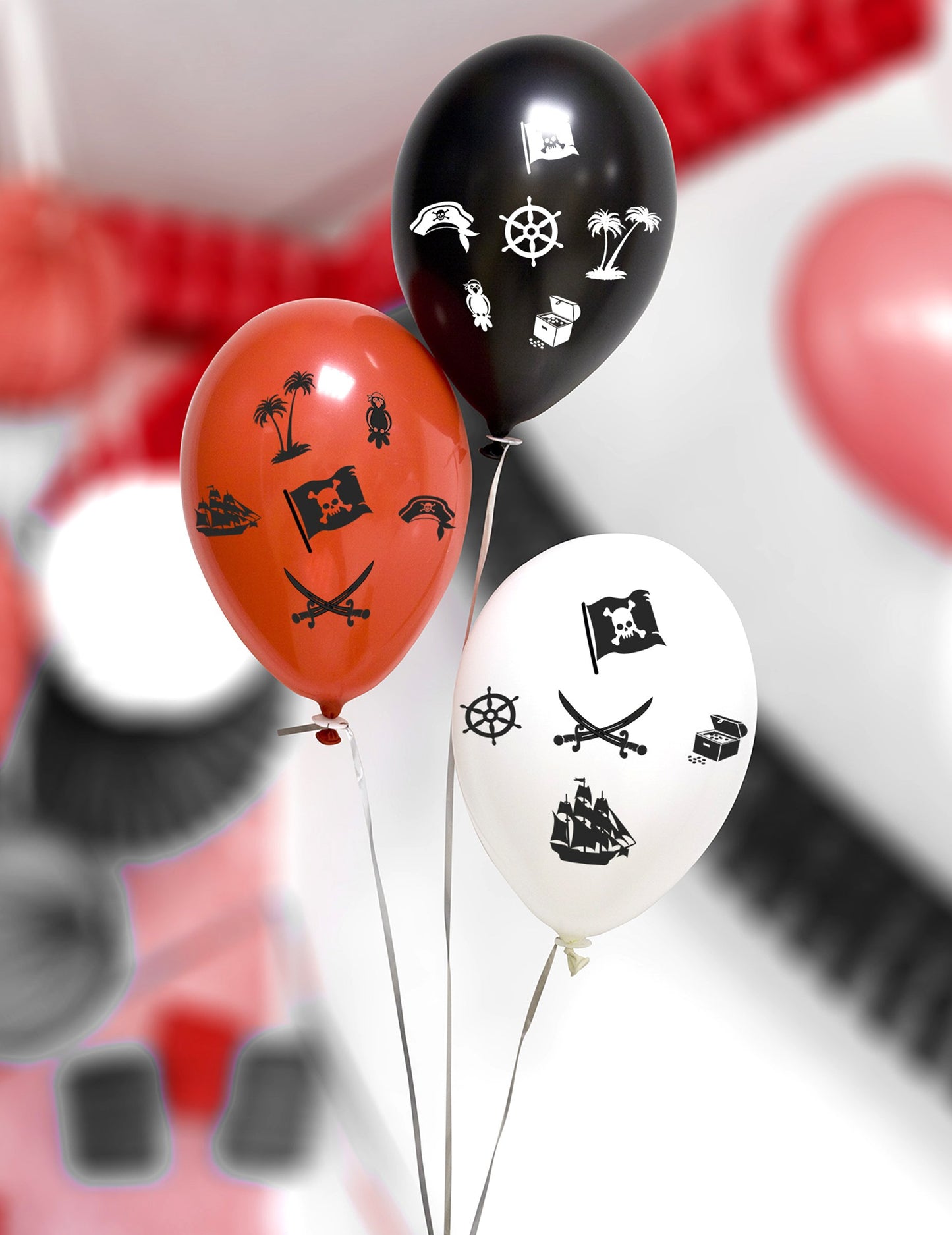 8 pirátských barevných latexových balónů 30 cm