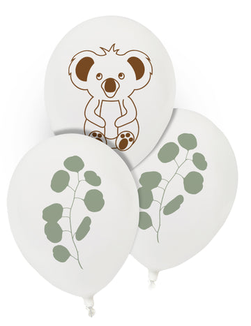 8 latexových balónků koala a eukalyptus 25 cm 