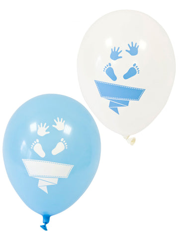 8 latexových balónků bílé a modré nohy a ruce 30 cm miminko