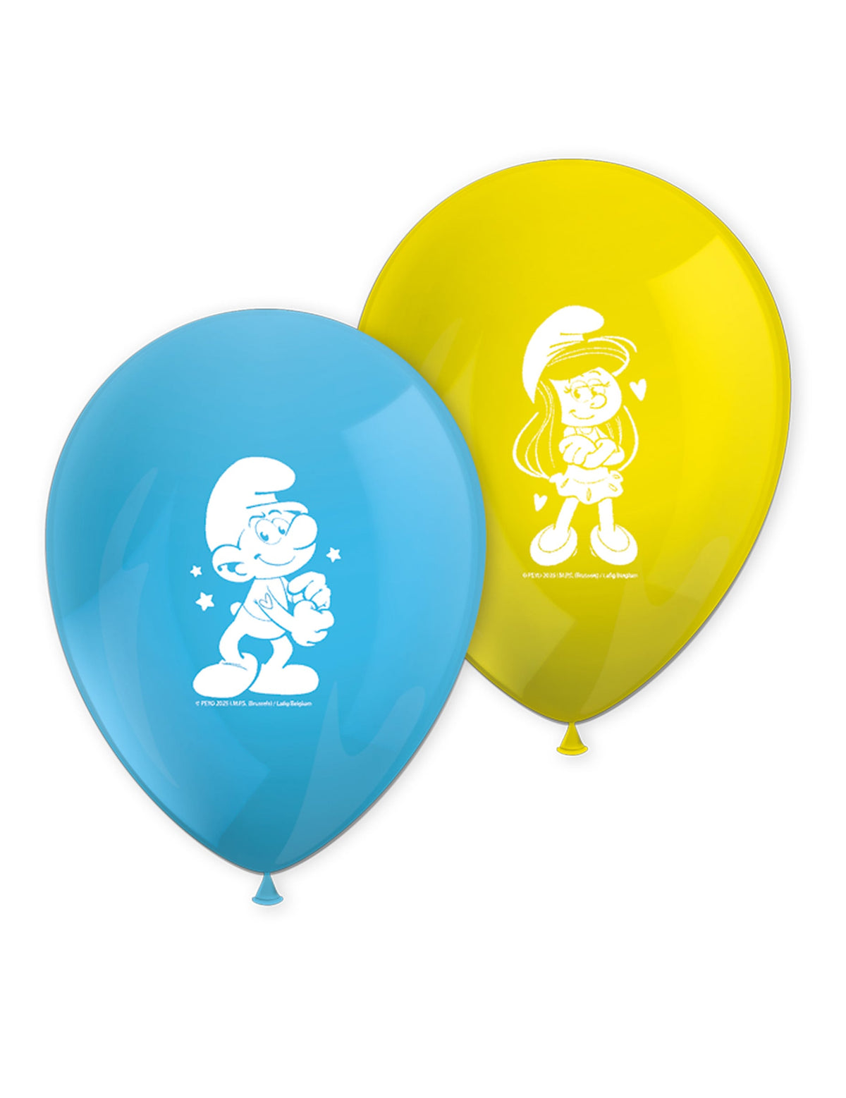 8 ballons en latex Schtroumpf pour fête bleus et jaunes
