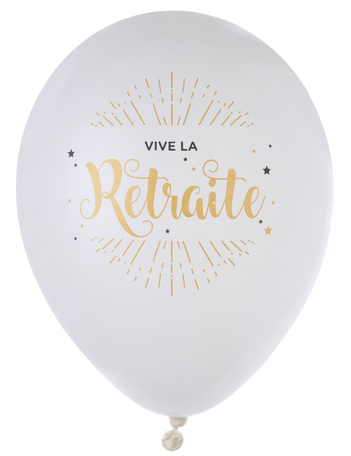 Ballons en latex Vive la retraite pour décoration blanc et or métallisé