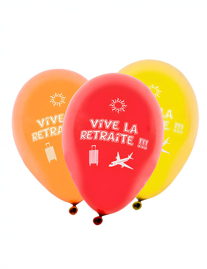 8 ballons en latex vive la retraite multicolores 30 cm décoration fête