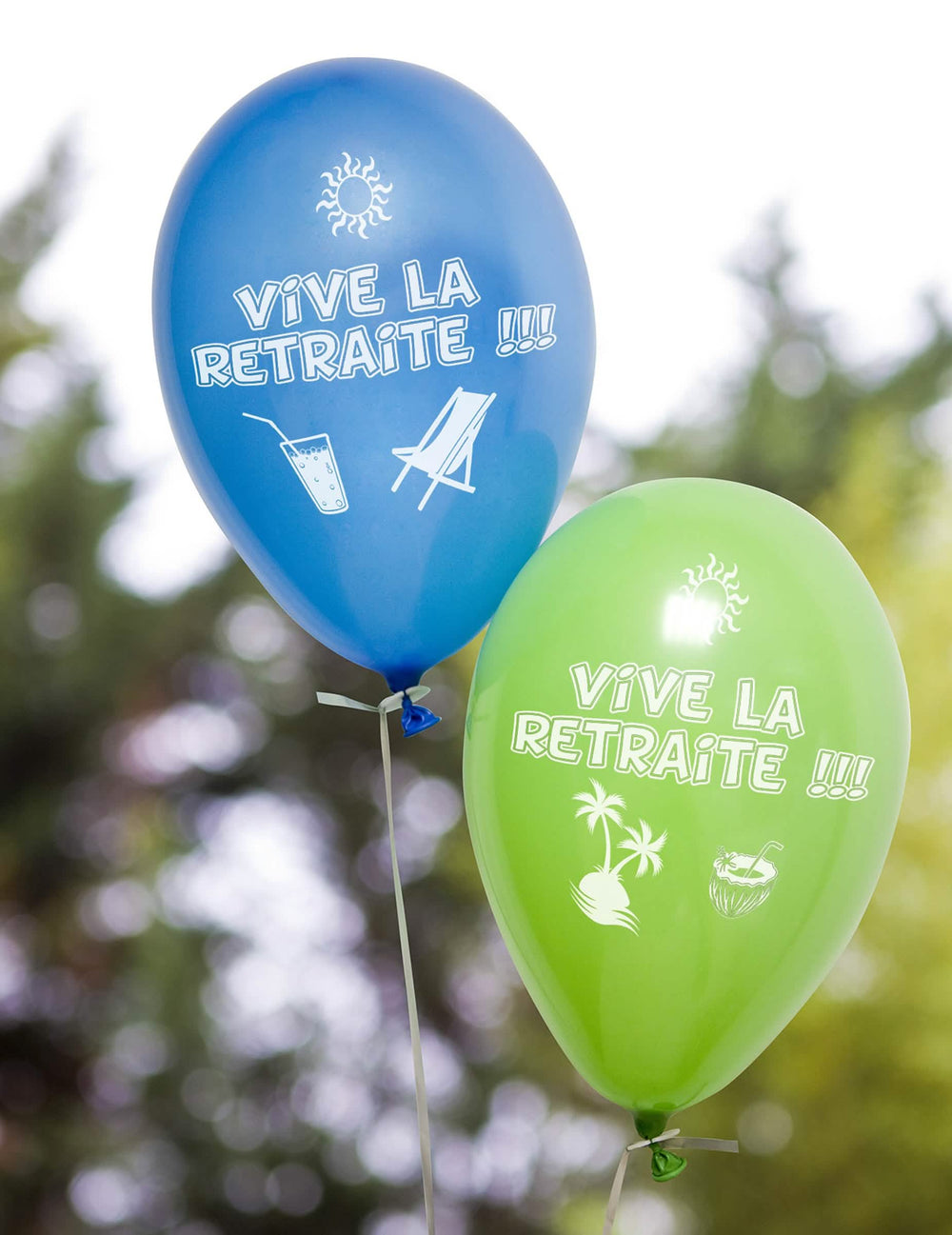 Detail potisku balónků z latexu viva la retraite pro dospělý