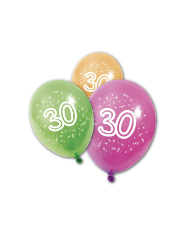 8 Latex Balloons Narozeniny 30 let 30 cm