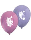 Ballons latex Gabby et la maison magiques pour enfant rose et violet
