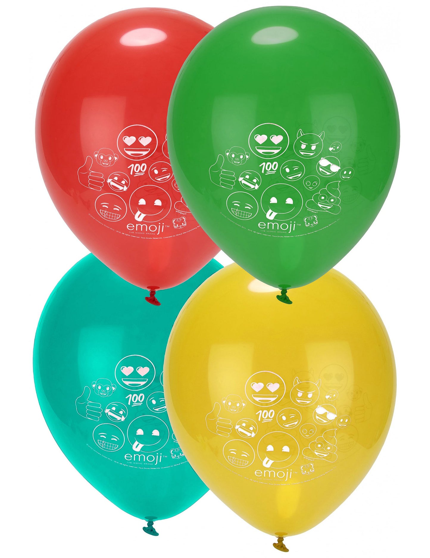 8 Ballons latex imprimés Emoji pour fête multicolores