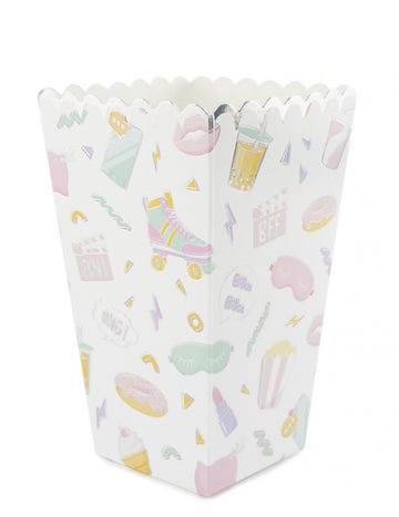 8 pyžamových párty a duhových krabiček na popcorn s dívčími vzory