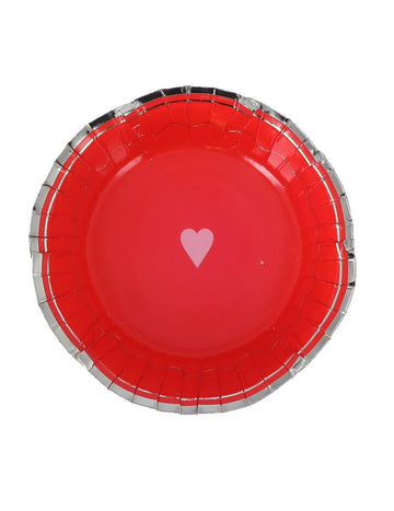 8 červenozlatých kartonových misek Lady of Hearts 13,5 cm