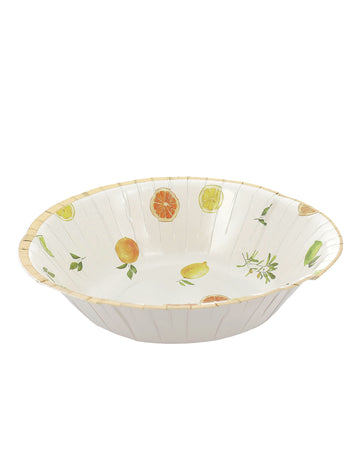 8 citrusových šumivých misek krémový, oranžový, žlutý a zlatý karton 13,5 cm ovocný dekor