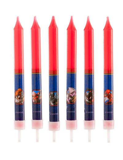 Bougies d'anniversaire Spiderman pour enfant rouges et bleues