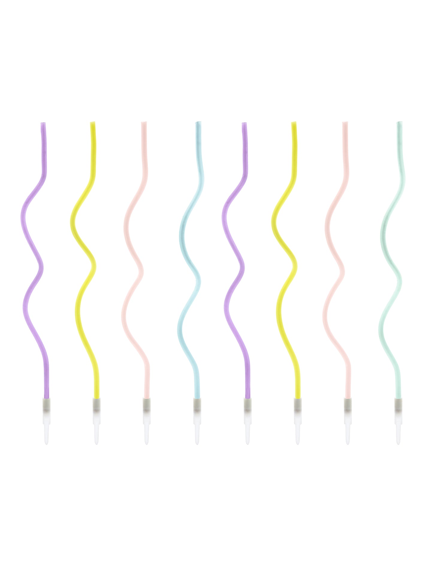 8 vícebarevných pastelových spirálových svíček 14 cm s bobechem