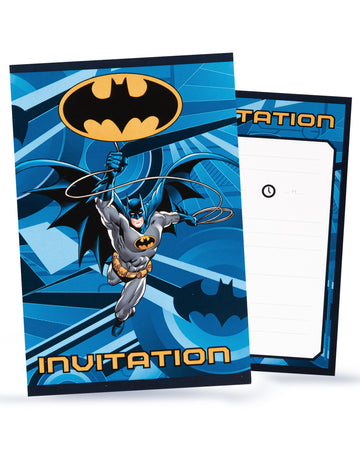 Cartes d'invitation avec enveloppes Batman pour enfant bleues