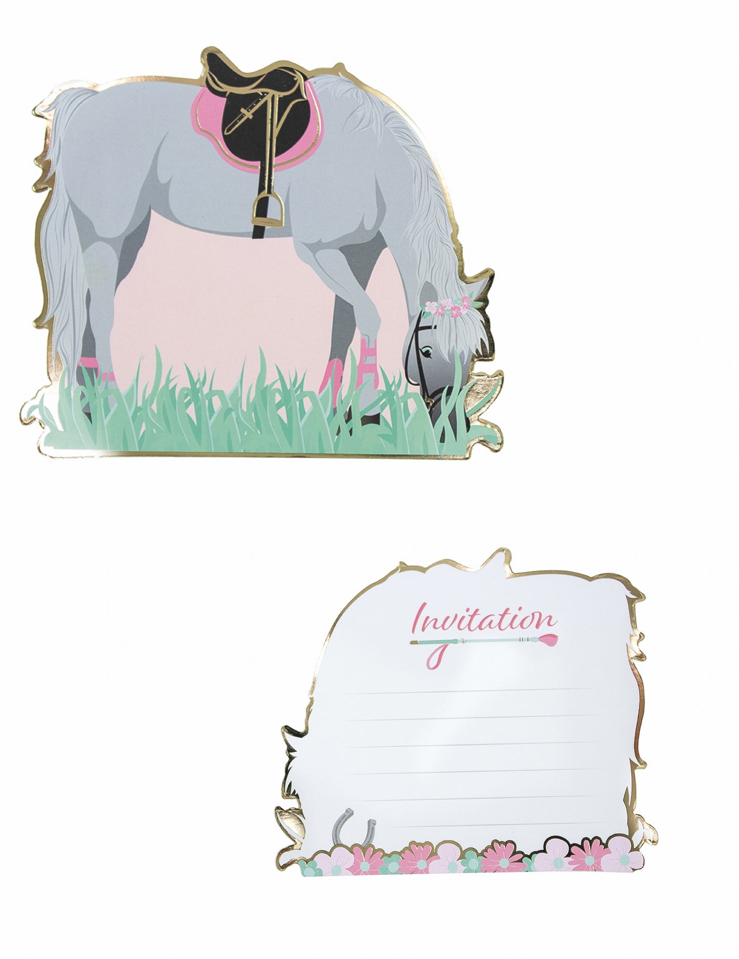 8 Pferde-Einladungskarten 13 cm für Geburtstag