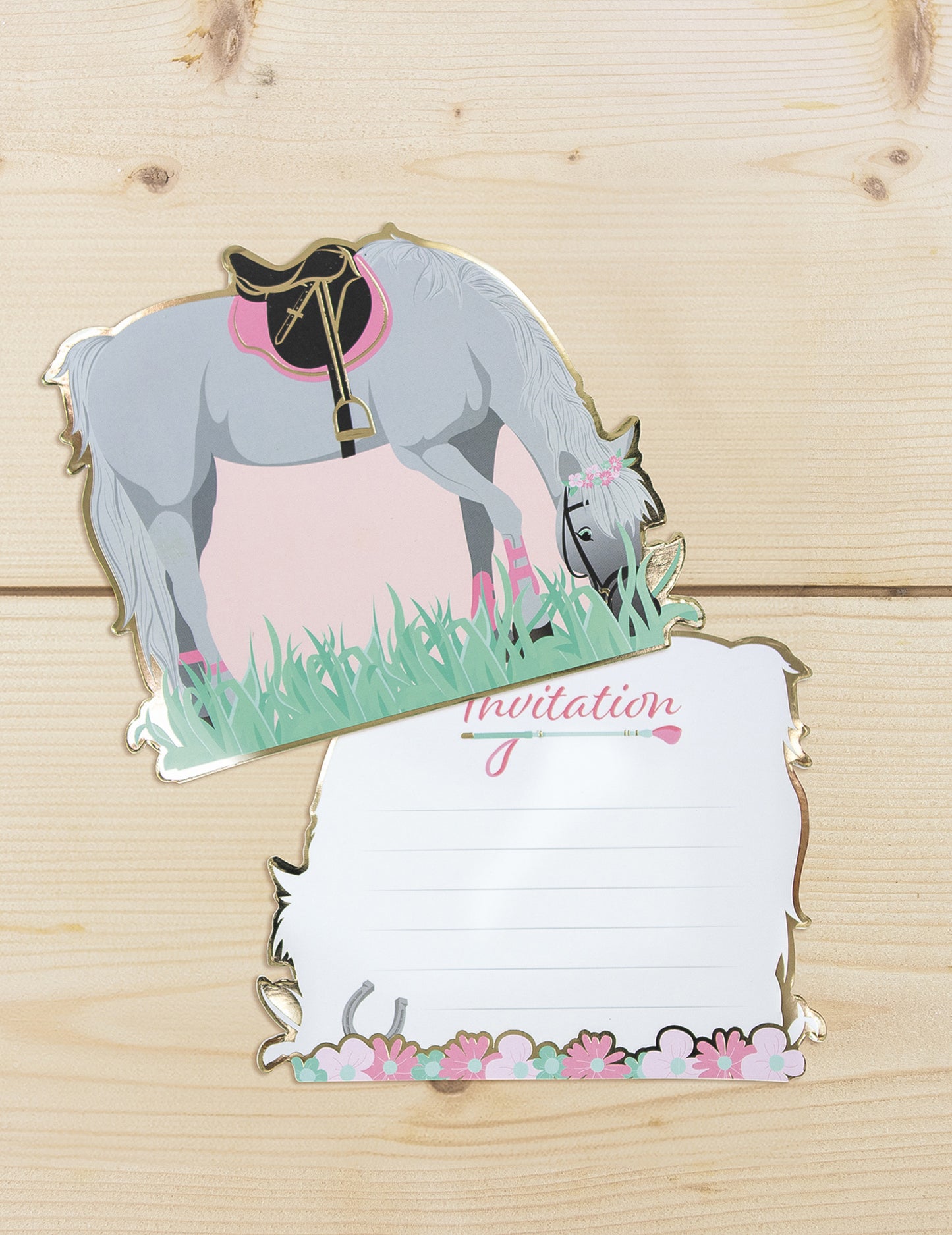8 Pferde-Einladungskarten 13 cm für Geburtstag