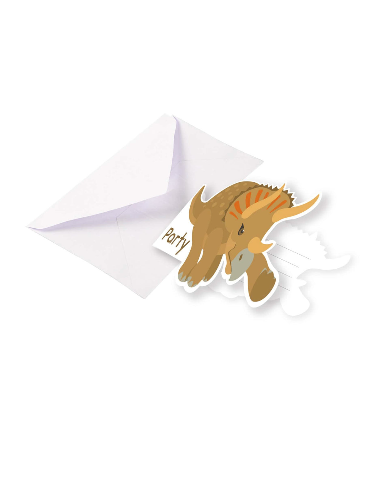 Pozvánky s obálkami velcí dinosauři triceratops hnědá a oranžová