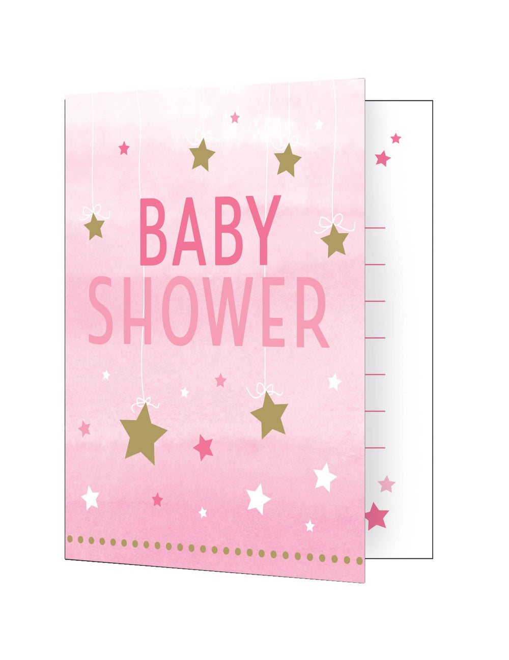Pozvánky One Little Star na baby shower růžová s zlatými hvězdami