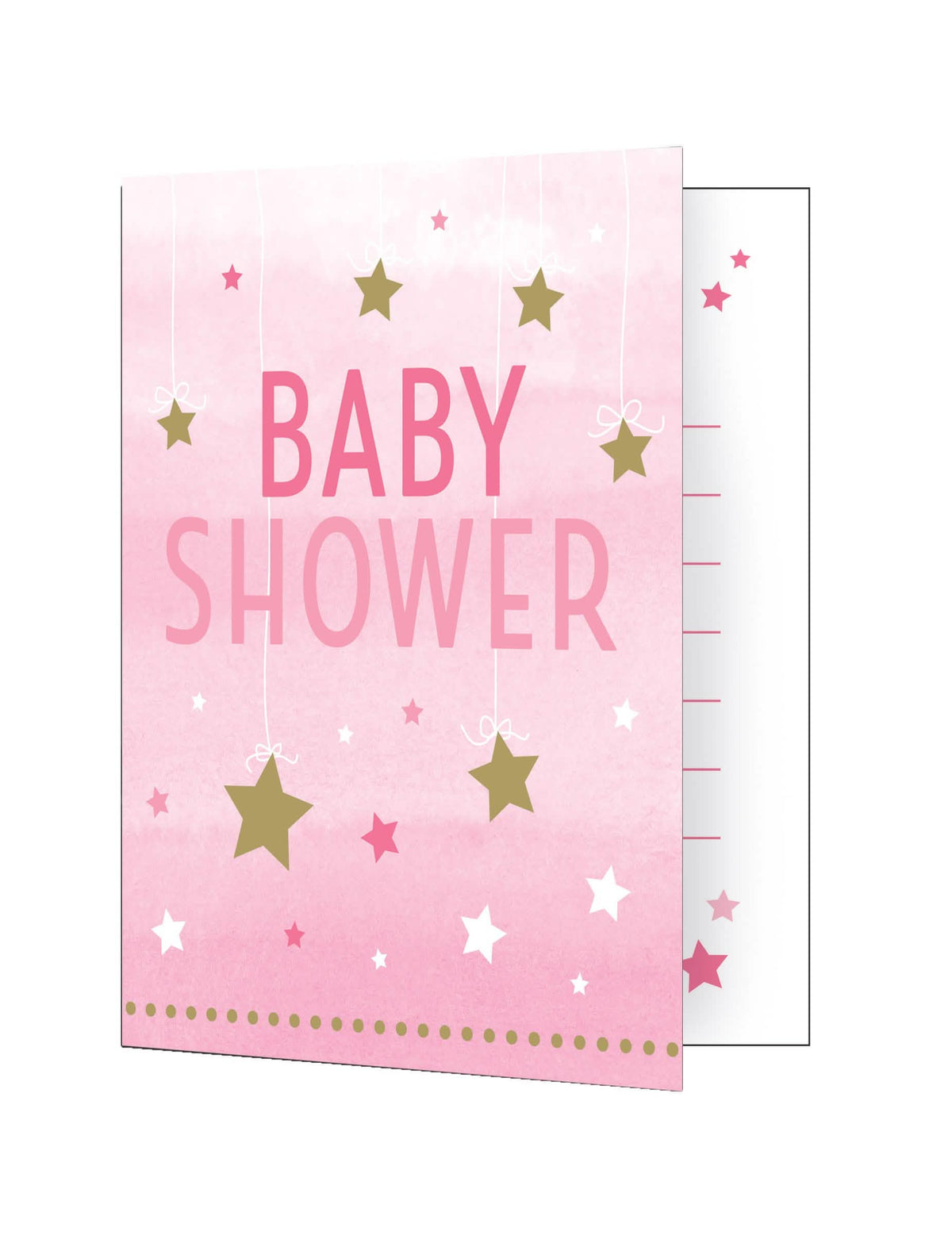 Pozvánky One Little Star na baby shower růžová s zlatými hvězdami
