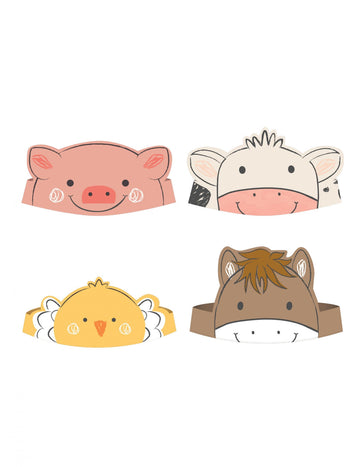 8 kartonových klobouků k narozeninám na farmě