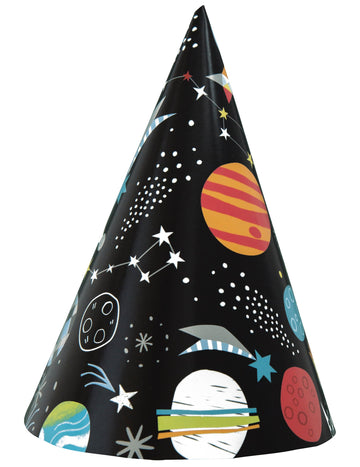 8 kartonových párty klobouků Black Universe