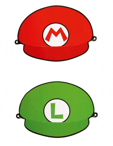 Chapeaux de fête Super Mario pour enfants rouges et verts lot de 8