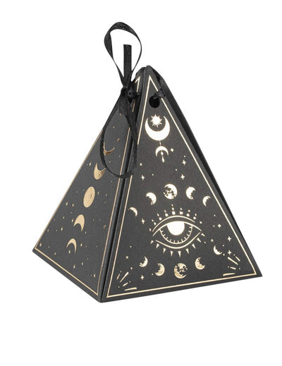 8 papírových krabiček Cosmic Spirit, černé a zlaté, 8,5 x 6,7 cm