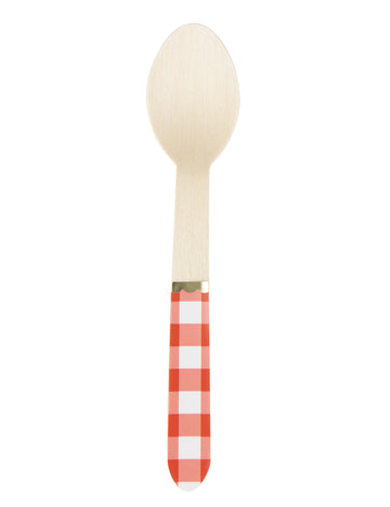 8 červených a bílých ginghamových vařeček 16 cm