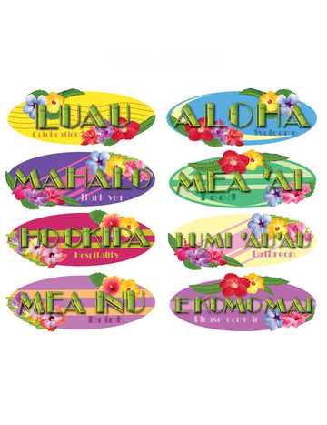 8 havajských nástěnných dekorací 40 cm 