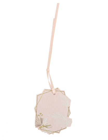 8 ruměnec a zlaté boho štítky 6 cm s peřím a stuhou