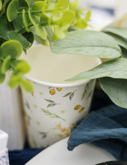 8 kartonových pohárků na citron a listy 255 ml k narozeninám