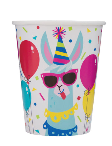 8 papírových kelímků s motivem lamy k narozeninám 266 ml