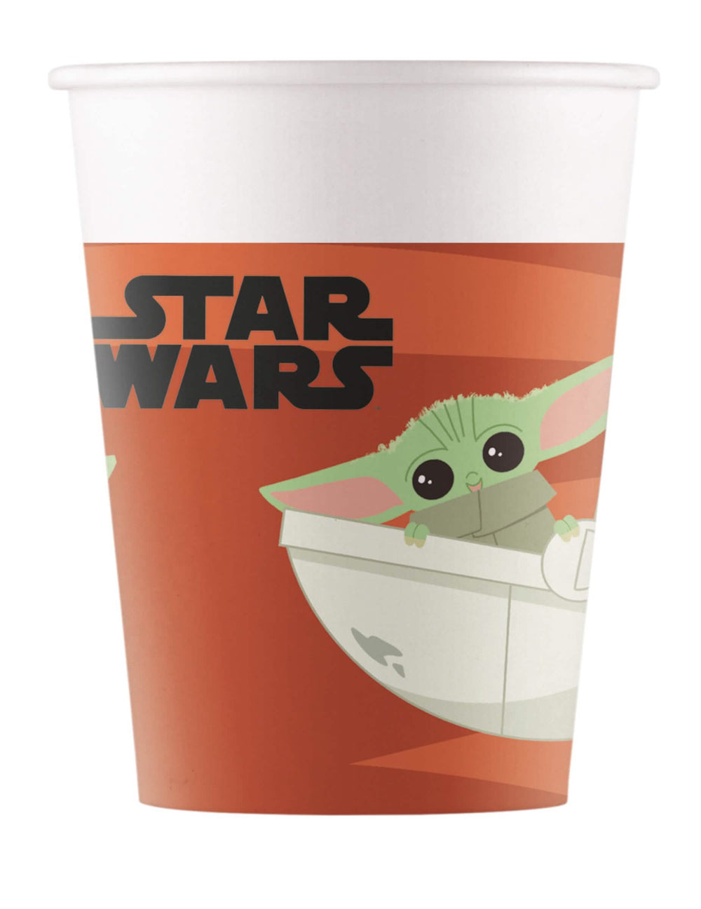 Papírový kelímek miminko Yoda The Mandalorian oranžová a bílá