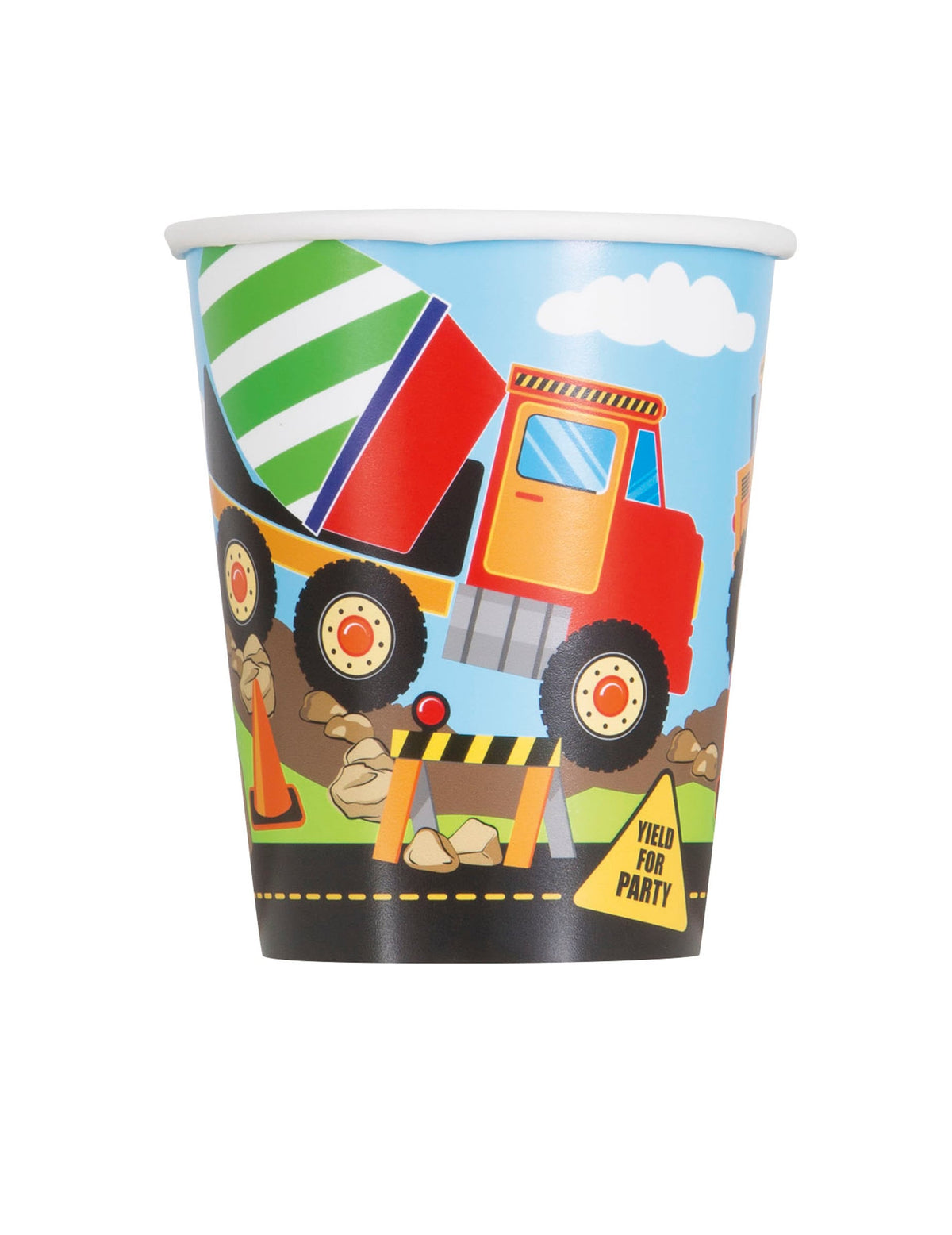 Gobelets en carton chantier pour enfant multicolores avec camion toupie