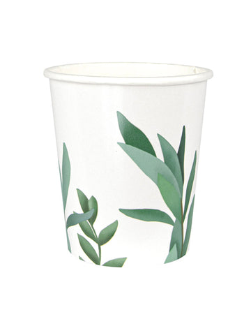 8 kartonových kelímků s eukalyptovými listy 200 ml pro svatby