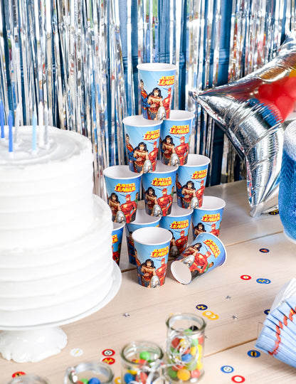 8 papírových kelímků Justice League™ 210 ml