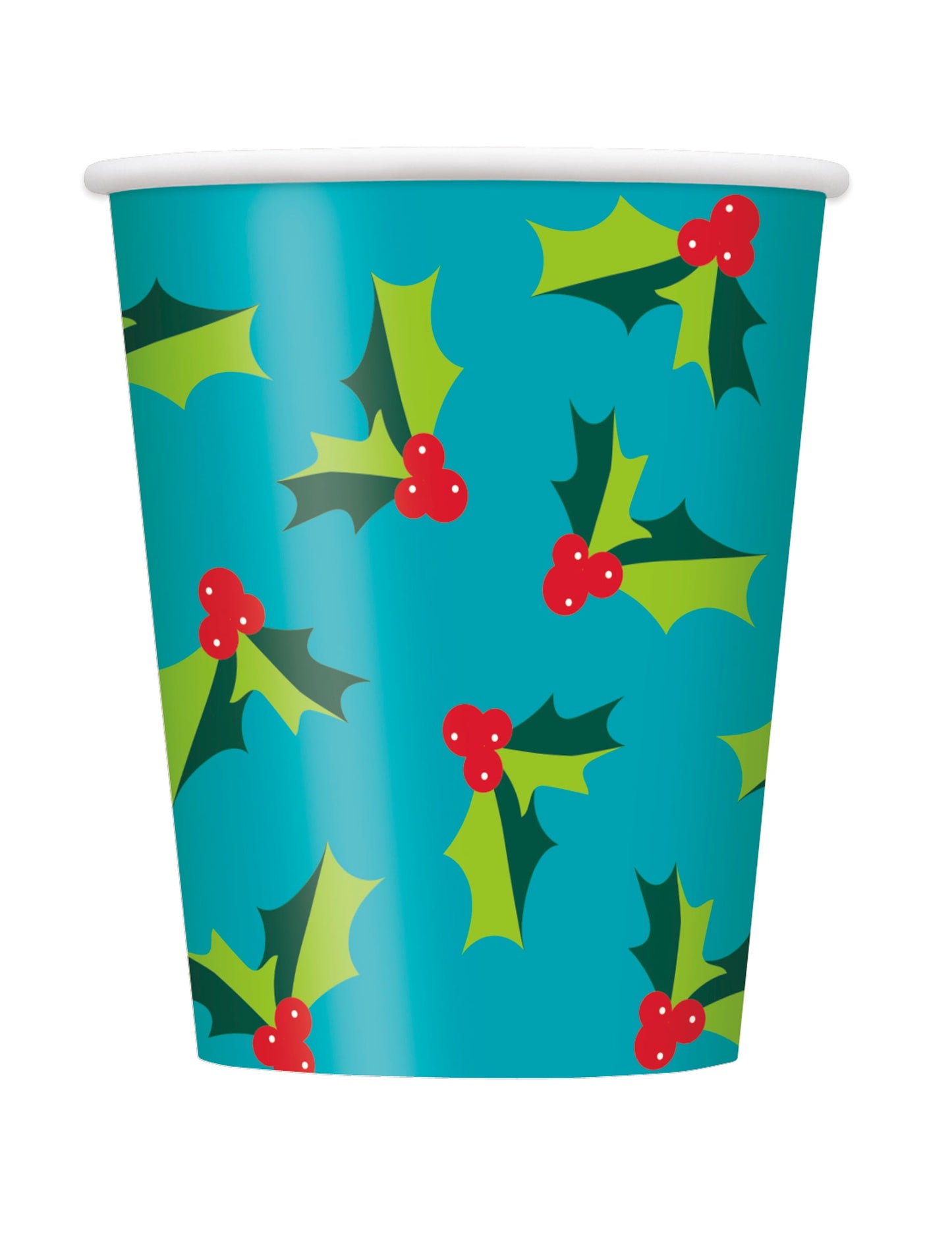 8 modrých vánočních cesmínových papírových kelímků 266 ml na Silvestra