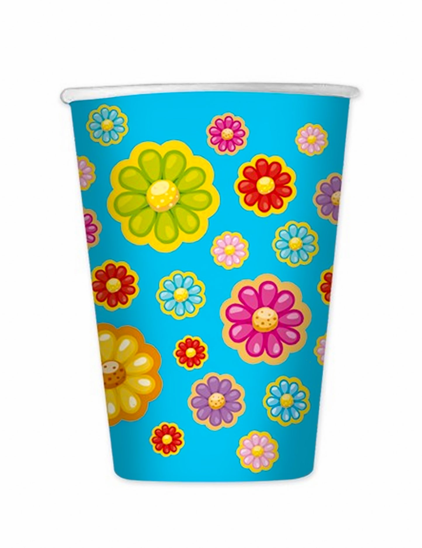 8 sedmikráskových kartonových kelímků 200 ml modré květy