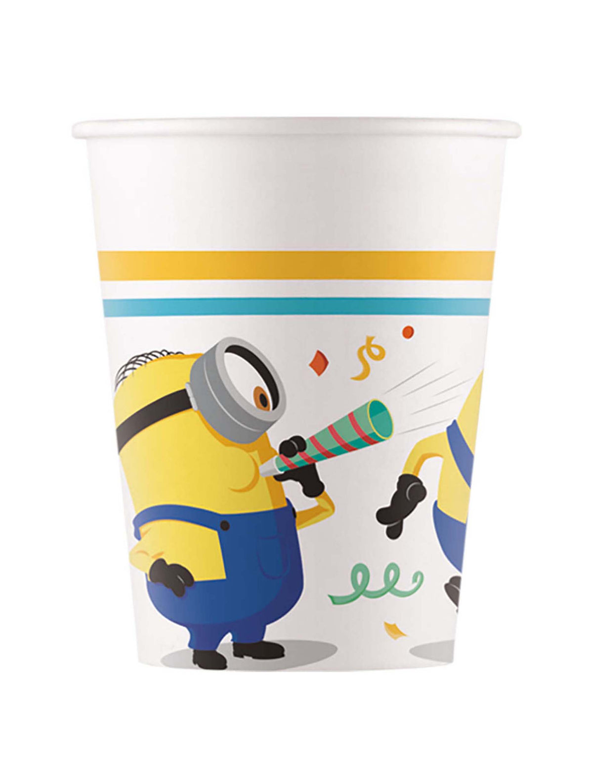 Gobelets en carton Minions pour enfant blancs avec imprimé festif
