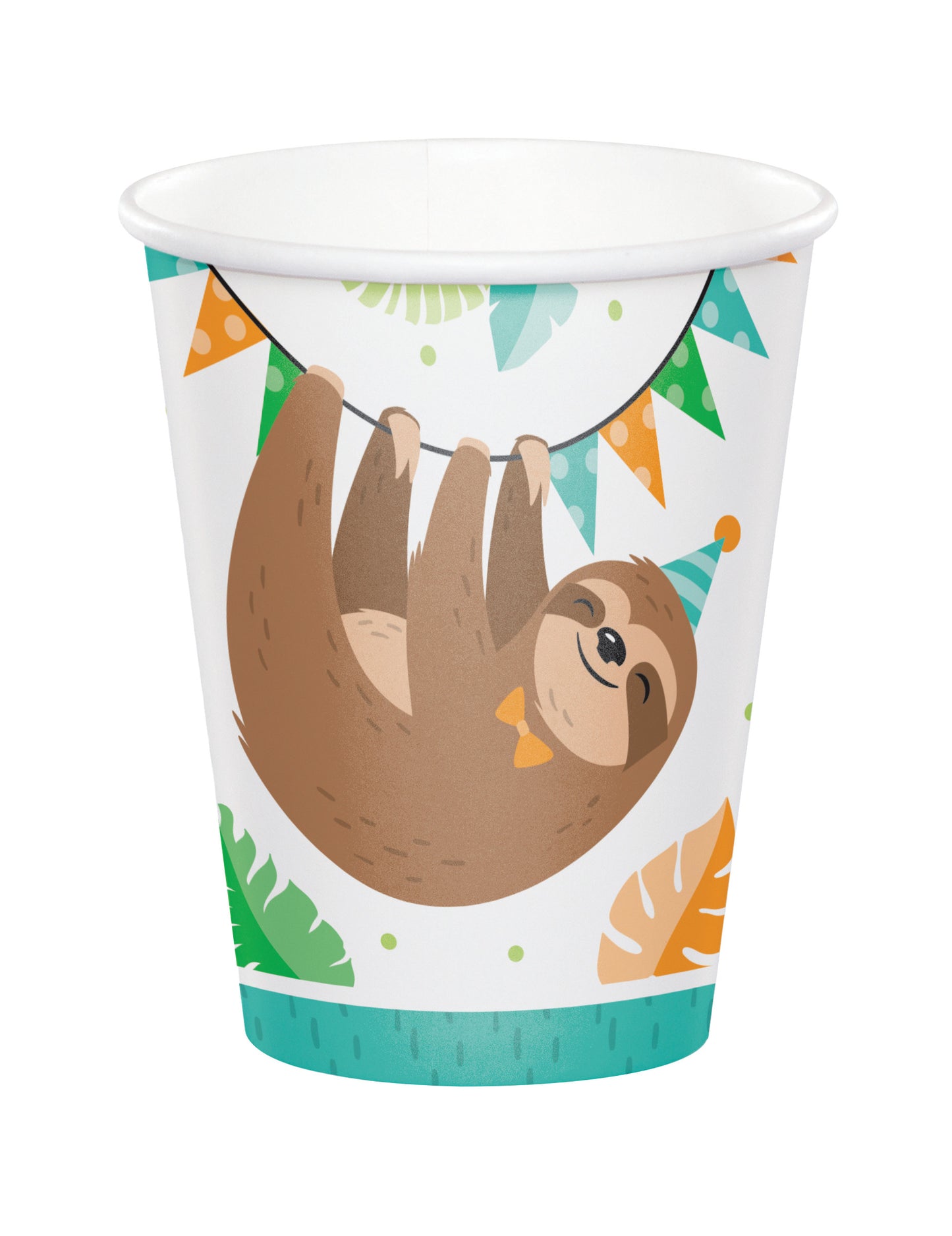 8 roztomilých lenochodových papírových kelímků 266 ml k narozeninám