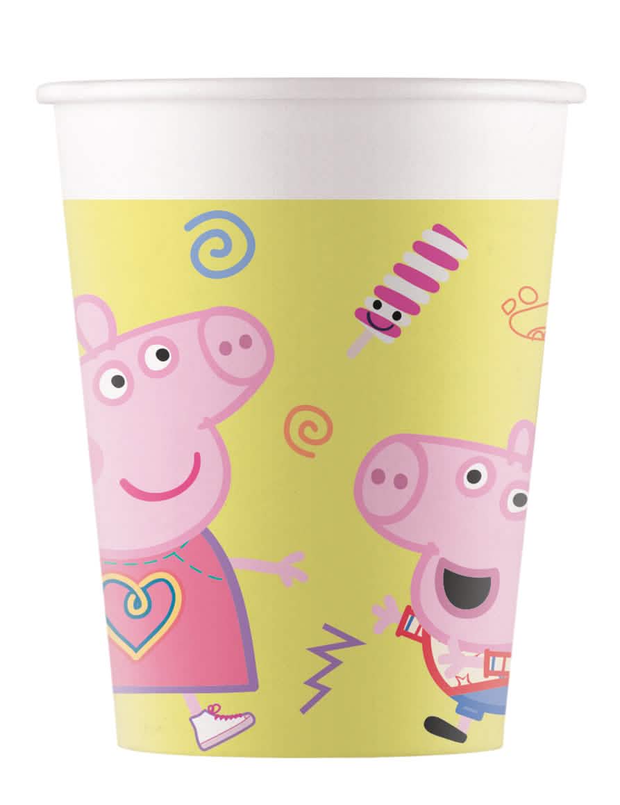 Papírové kelímky Prasátko Peppa pro dítě žlutá s Prasátko Peppa a Georgem