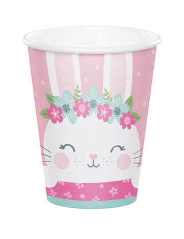 8 růžových papírových kelímků Malý Králíček 266 ml 