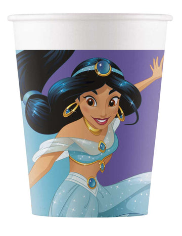 Gobelets en carton Princesses Disney Jour de Rêve pour enfant violet et bleu avec Jasmine