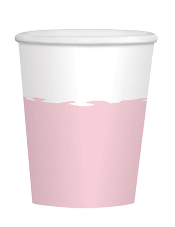8 růžovobílých kartonových kelímků 250 ml