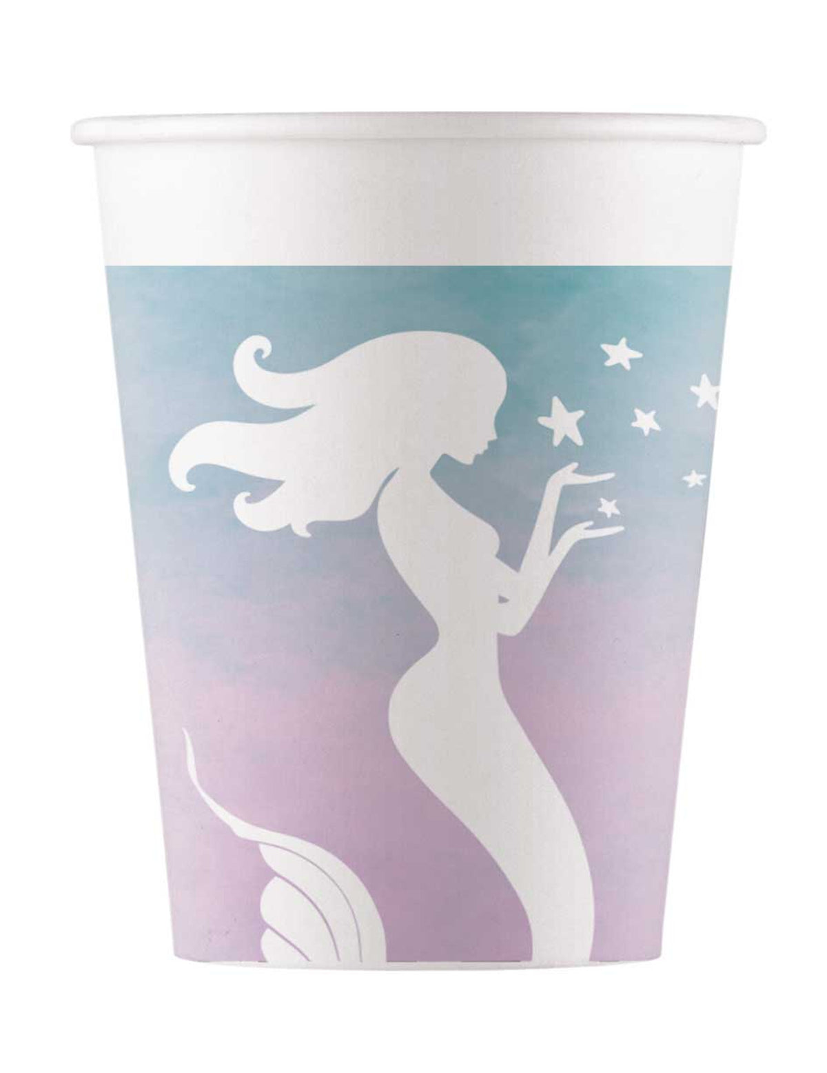 Gobelets en carton sirène élégante pour enfant bleu et rose