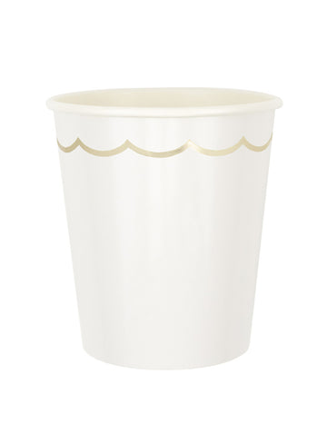 8 bielo-zlatých vlčkovitých kartónových pohárov 200 ml