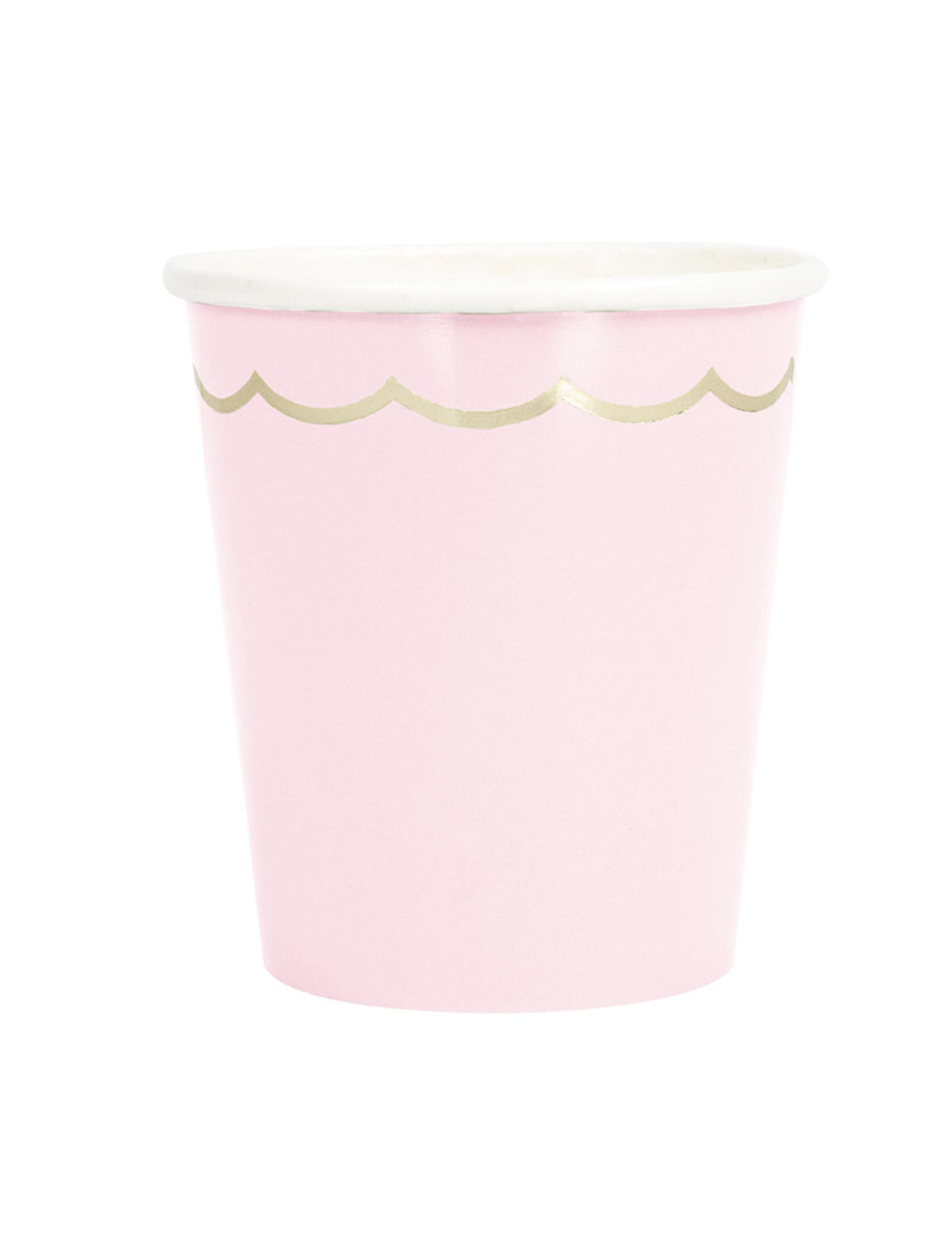 Gobelets festonnés en carton pour fête rose pastel et or