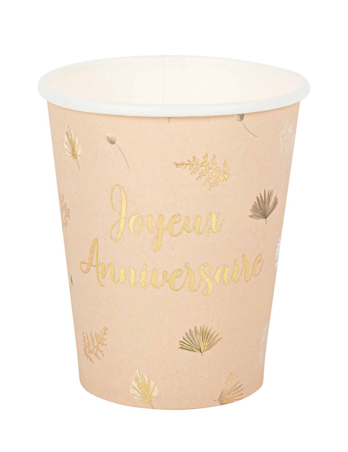 8 kelímků Veselé narozeniny boho blush a zlaté 255 ml z kartonu 