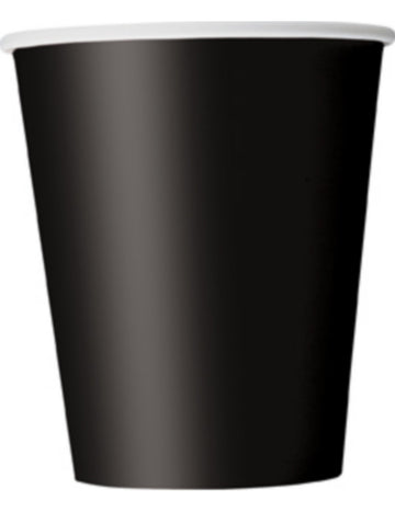 8 černých kartonových kelímků o objemu 210 ml