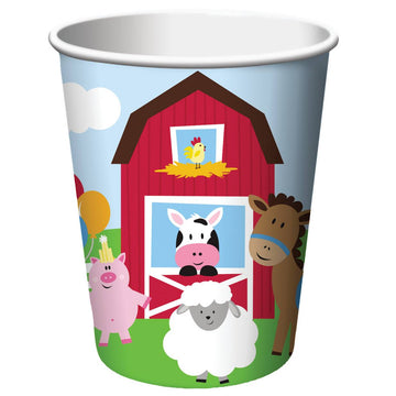 Gobelets en carton petite ferme pour enfant multicolores avec animaux