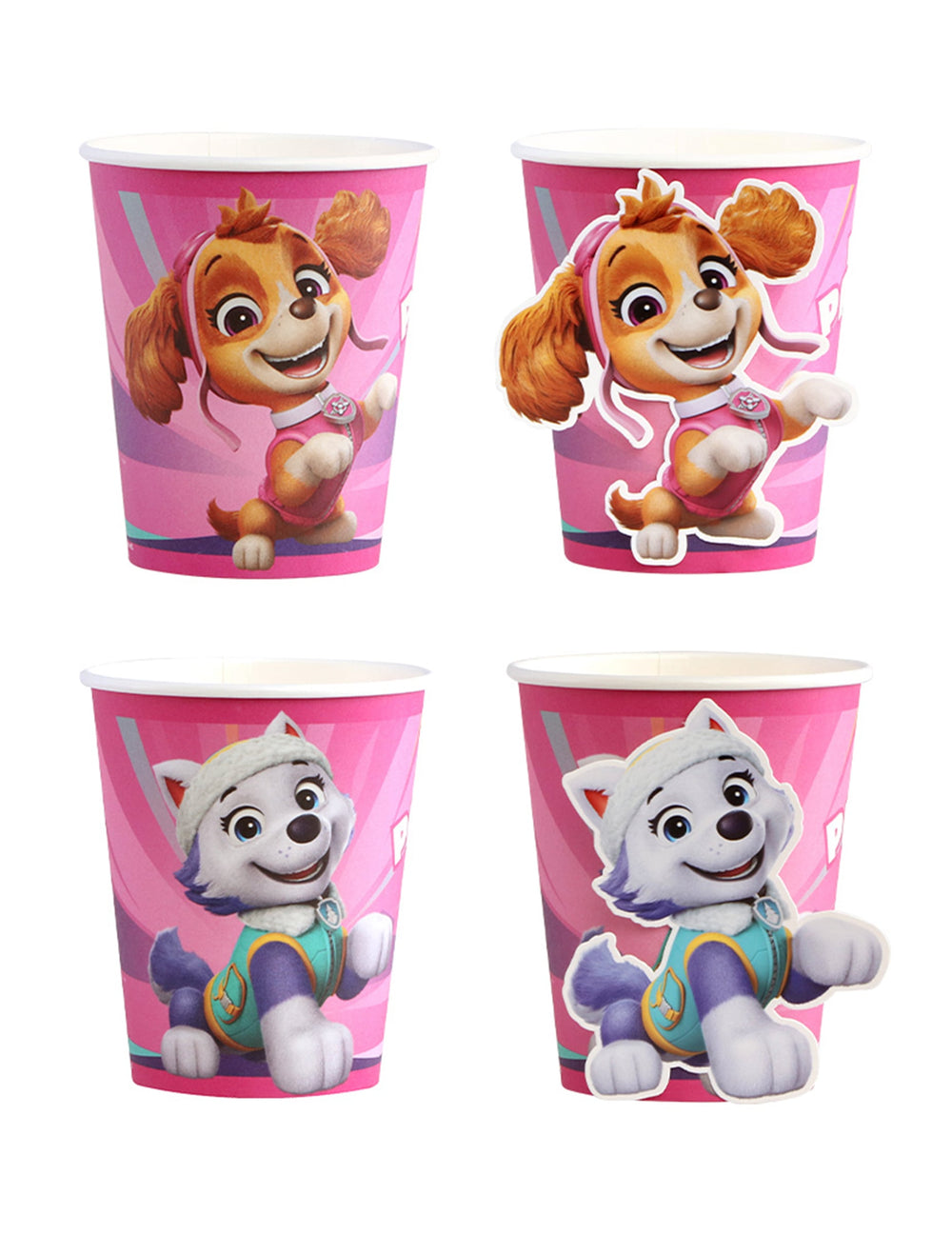 Gobelets Pat'Patrouille pour enfant roses avec Stella et Everest