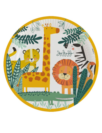 8 papírových talířů dostane divoké safari 23 cm, zvířata z džungle